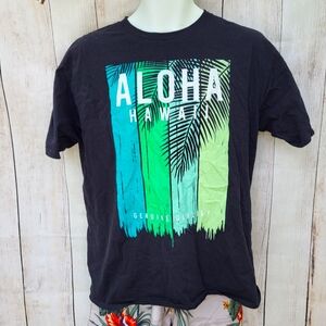 Aloha Hawaii Graphic Black Mens Tshirt